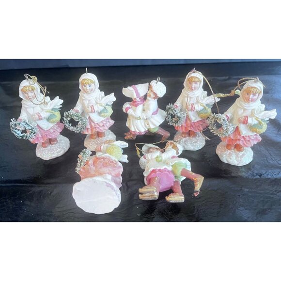 7 Silvestri Christmas Ornaments 5 Caroler Figurines2 Skaters Victorian Tree - Picture 1 of 6